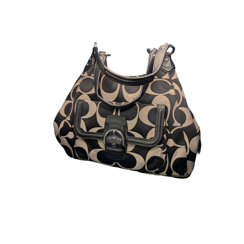 Coach Campbell Signature Hobo Bag Style F24742 Triple Compartment Buckle Pocket